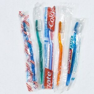 Vintage COLGATE PLUS Toothbrush Diamond Shape w/Dentist Info Printed (Lot of 5)